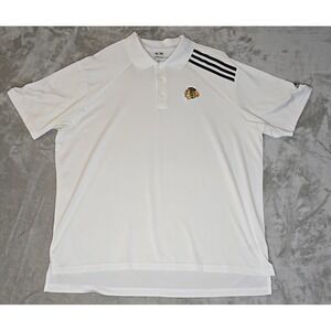 Chicago Blackhawks Shirt Men's 2XL White Adidas Climacool Polo Golf Hockey NHL